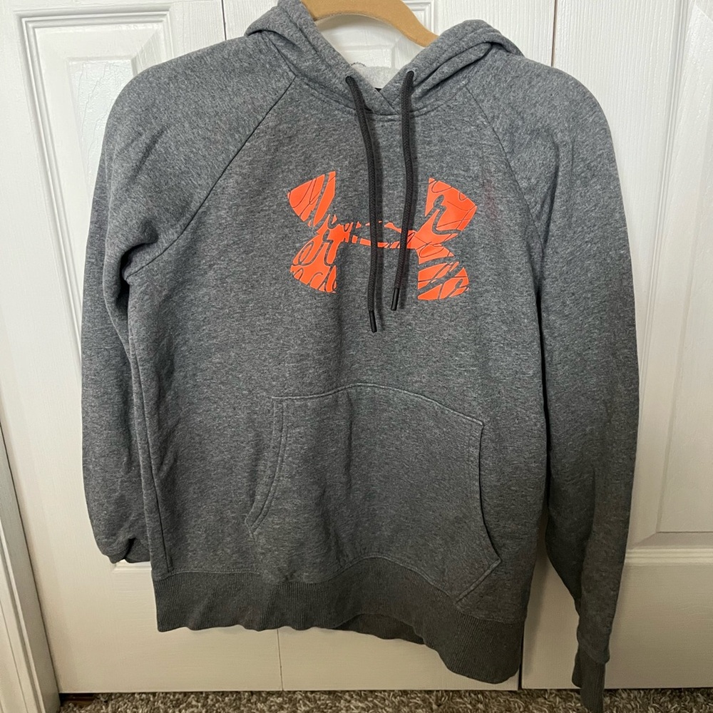 Under Armour Charcoal Hoodie with Orange Logo